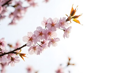 Obraz premium 春の柔らかな光浴びて優しく咲く桜の花びら. AI Generated