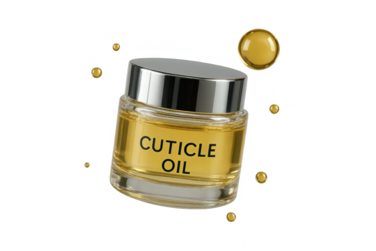 Cuticle oil in a glass jar isolated on transparent background, skin care
