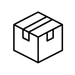 Shipping Box Outline Vector – Minimal Line Icon on White Background