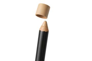 Isolated black eyeliner pencil with cap, transparent background for design use