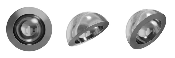 3D Chrome Metallic Abstract Shape Objects, 3d rendering steel gradient shape design element, futuristic, shiny design