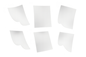 Floating blank white paper sheets isolated on transparent background element.