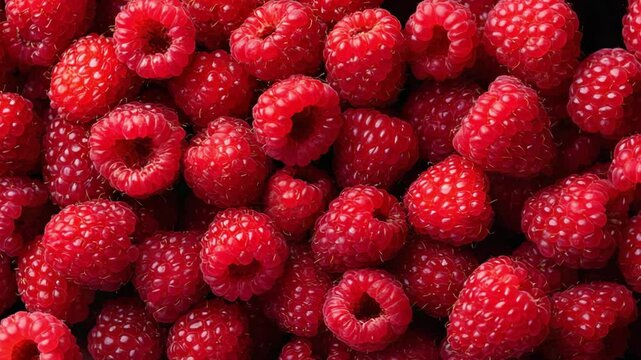 Ripe raspberry background. Top view