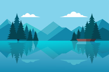 winter landscape with trees and mountains