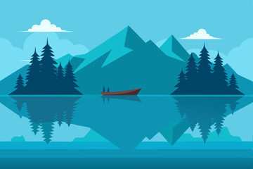 vector illustration of a mountain landscape with trees