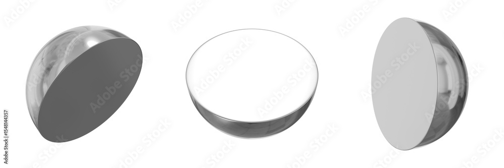 Poster 3d chrome metallic abstract shape objects, 3d rendering steel gradient shape design element, futuris