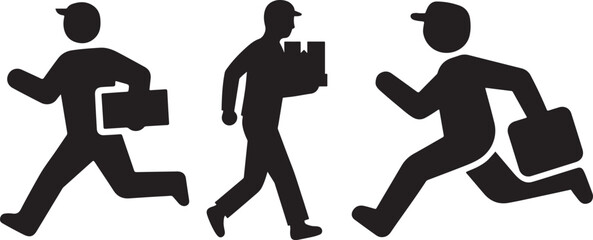 Fast delivery boy running with package icon for delivery service