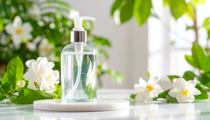 Minimalist Transparent Hand Sanitizer Bottle – Clean Modern Hygiene Product Isolated