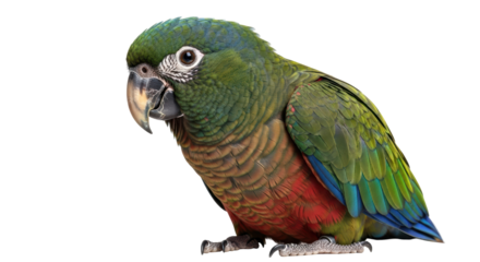 Isolated Green Cheek Conure Parrot