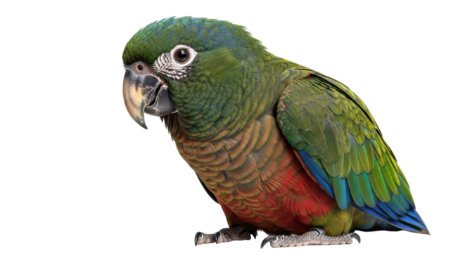 Isolated Green Cheek Conure Parrot