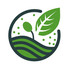 Agriculture logo design. Set of icon. Agronomy logo with plants on a fields on white background. Vector illustration.