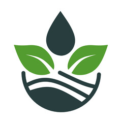 Agriculture logo design. Set of icon. Agronomy logo with plants on a fields on white background. Vector illustration.