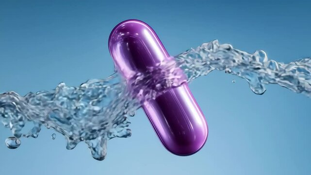 未来感あふれる水と紫色カプセル