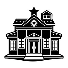 Vector graphic of a school building with star on top for educational resources and school projects