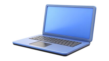 Light Blue Laptop 3 D Render Open Screen Keyboard computer