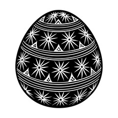 Black and white pysanka easter egg vector image with traditional folk art floral star design element