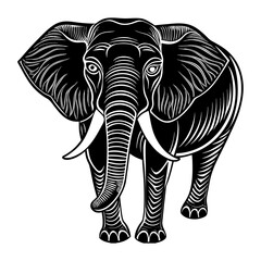 Download realistic elephant illustration vector art featuring detailed line work and bold black design