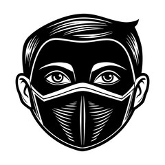 Illustration of man wearing face mask for virus protection and safety measures during pandemic era