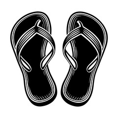 Black and white flip flops vector illustration for summer footwear fashion beach sandals design element