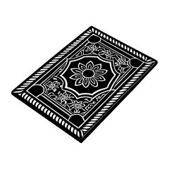 Find black and white floral pattern rug vector design for home decor and interior design ideas
