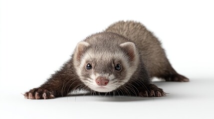A ferret looking directly at the camera
