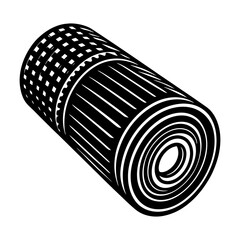 Rolled yoga mat pilates exercise fitness equipment workout gear gym accessory black and white vector