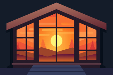 window in the sunset