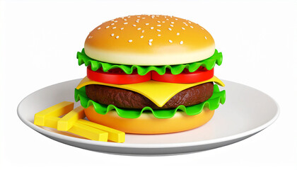 "Delicious Homemade Beef Burger 3D Icon with Juicy Layers and Tasty Look"