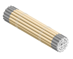  Isometric illustration of a nuclear fuel rod bundle showing cylindrical uranium fuel elements and structural support rings used in reactor core assemblies © AllahFoto