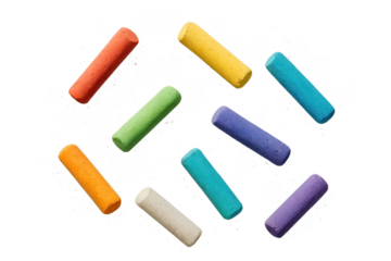 Colorful pastel chalk sticks isolated on transparent background, vibrant art supplies