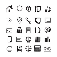 Collection of minimalist black silhouette icons for website and app design