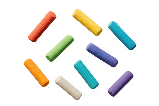 Colorful pastel chalk sticks isolated on transparent background, vibrant art supplies - Powered by Adobe