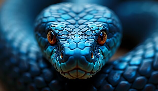 close up of a green python