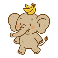 Fototapeta premium Cute elephant with bananas vector