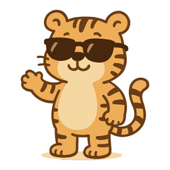 Fototapeta premium Cool cartoon tiger waving vector
