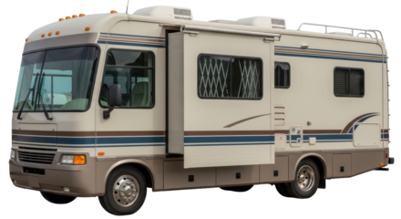 Isolated Recreational Vehicle with Open Awning
