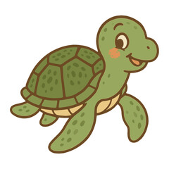 Obraz premium Cute smiling cartoon turtle illustration vector