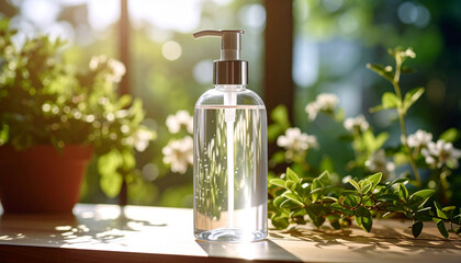 Minimalist Transparent Hand Sanitizer Bottle – Clean Modern Hygiene Product Isolated