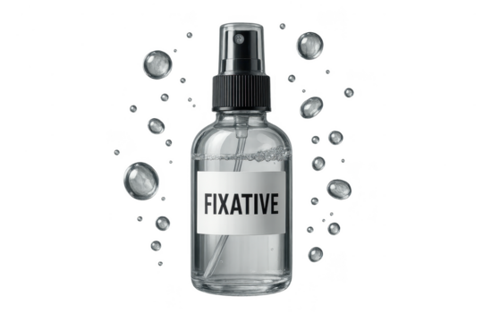 Aerosol fixative spray bottle with a transparent background, isolated shot