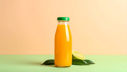 Iced Tea Bottle on Pastel Backdrop Refreshing Drink Minimalist Style Summer Beverage