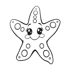 Cute starfish cartoon silhouette for kids illustration