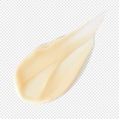 Vitamin C brightening cream smear isolated realistic vector illustration. Skincare beauty product texture, facial moisturizer sample