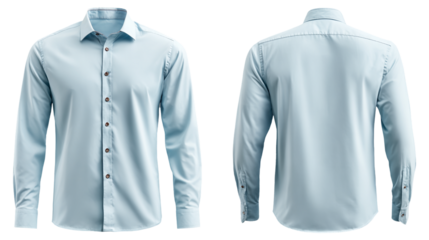 Light blue men's dress shirt isolated on transparent background