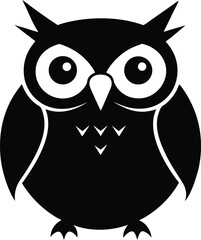Obraz premium Vector flat cute black and white owl sitting isolated illustration graphic design on a transparent background.