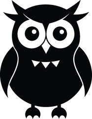 owl black silhouette vector, simple silhouette design vector icon with transparent background. Wild Animal Halloween Vector.