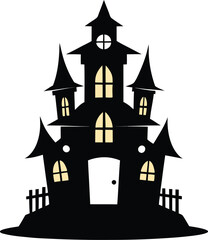 creepy haunted house silhouette vector icon illustration