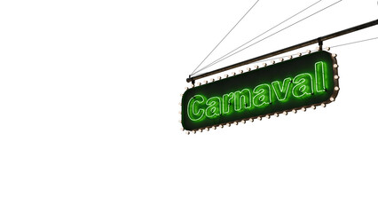 Cartel Carnaval neón verde alfa.