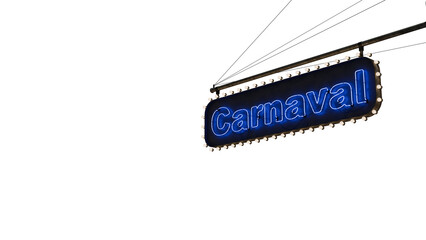 Cartel Carnaval neón azul alfa.
