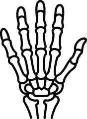 skeleton hand outline or line art vector icon isolated graphic design on transparent background for Halloween