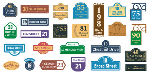 Obraz na płótnie Canvas House numbers boards sign set